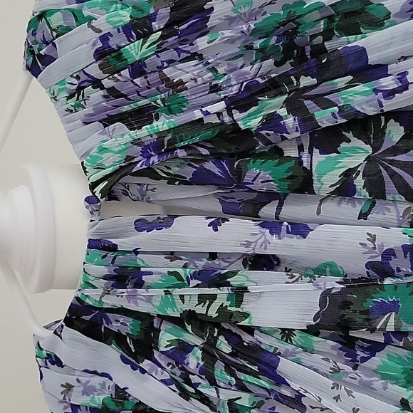 BCBGMaxAzria Stark Floral Print Gown Pleated Blue Florals NWT Size 8 - Picture 5 of 12